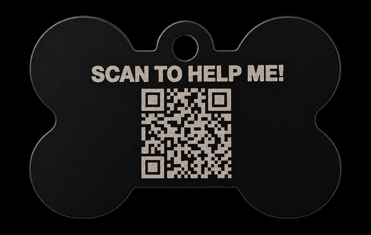 Verso do medalhão GeoPetPro com QR em Preto